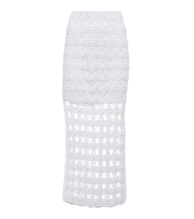 Shop Anna Kosturova Rosette Crochet Cotton Midi Skirt In White