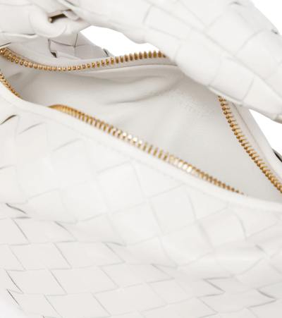 Shop Bottega Veneta Jodie Mini Leather Tote Bag In White-gold