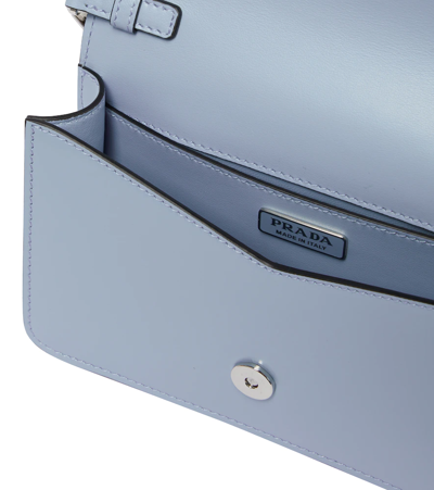 Prada Mini Leather Crossbody Bag In Celeste N