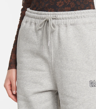 Shop Ganni Cotton-blend Sweatpants In Paloma Melange