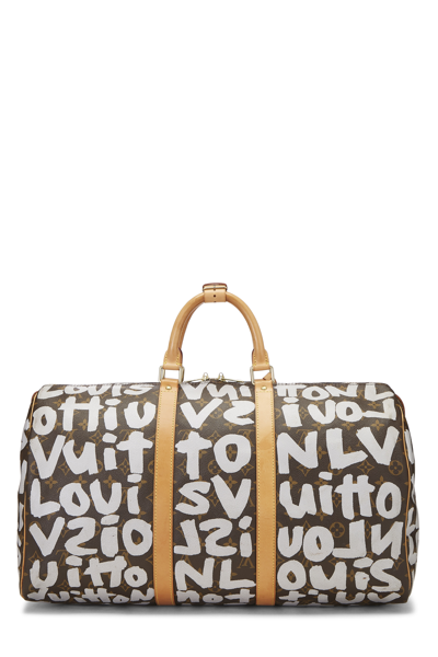  Louis Vuitton, Pre-Loved Stephen Sprouse x Louis Vuitton Grey Monogram  Graffiti Keepall 50, Grey : 服裝，鞋子和珠寶