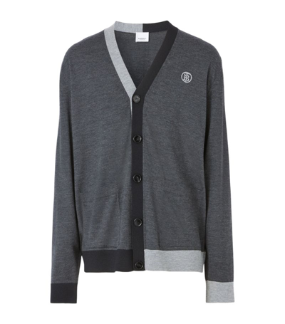 Shop Burberry Silk-wool Tb Monogram Cardigan In Grey