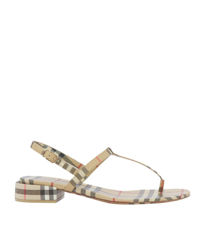 Shop Burberry Leather Vintage Check Sandals In Neutrals