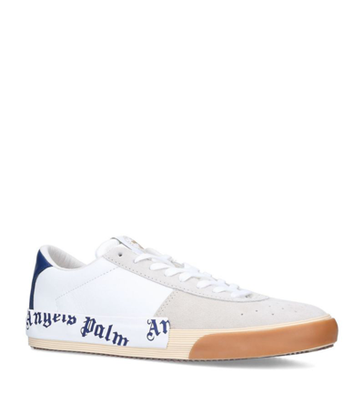 Shop Palm Angels Leather Logo Sneakers In White