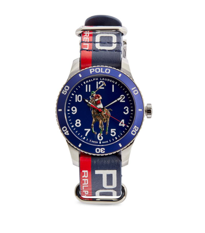 Shop Ralph Lauren Stainless Steel Polo Sport Watch 42mm In Blue