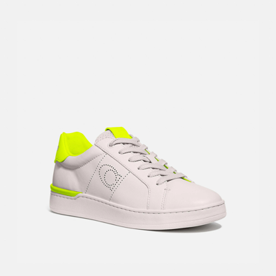 Shop Coach Women's Lowline Low Top Sneaker In Chalk/neon Yellow
