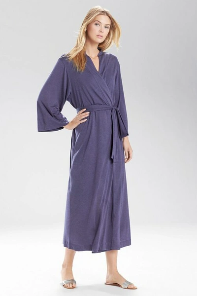 Shop Natori Shangri-la Lightweight Wrap Robe With Kimono Sleeves In Heather Dark Iris