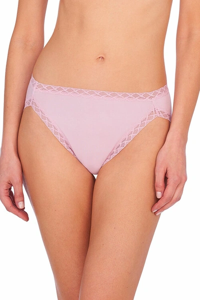 Shop Natori Bliss French Cut Brief Panty Underwear With Lace Trim In Macaroon