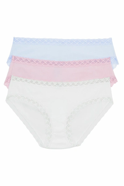 Shop Natori Bliss Girl Brief 3 Pack Panty In Pearl Blue/macaroon/white