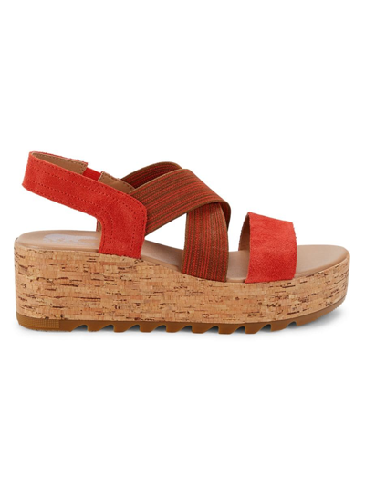 Shop Sorel Women's Cameron Platform Sandals In Signal Red