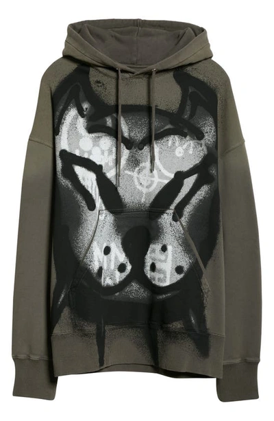 Shop Givenchy X Chito Dog Print Oversize Cotton Hoodie In 309-military Green