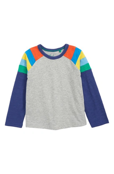 Shop Boden Kids' Colorblock Raglan T-shirt In Starboard Blue Rainbow