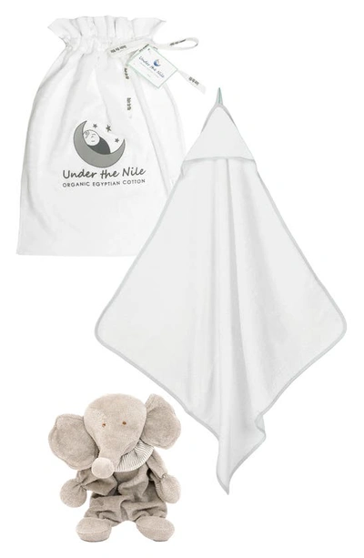 Under The Nile Babies' Organic Cotton Towel & Stuffed Animal Gift Set In White