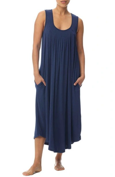 Shop Papinelle Pleated Nightgown In Navy