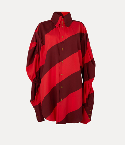 Shop Vivienne Westwood Stripped Oversize Shirt In Red