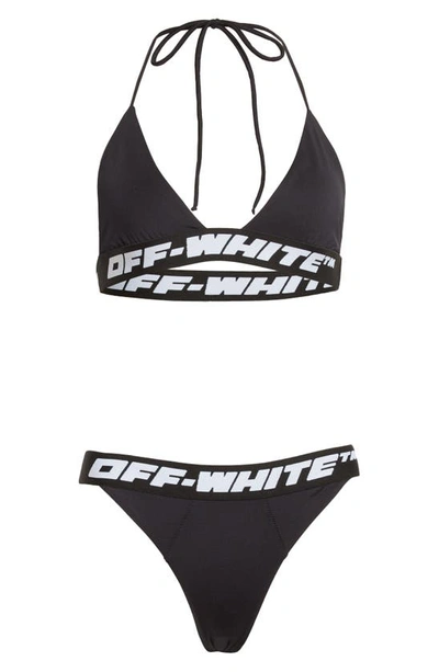 Shop Off-white Logo Band Two-piece Swimsuit In Black