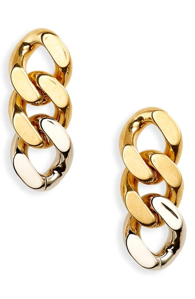 Shop Saint Laurent Curb Link Chain Earrings In Pale/ Or Laiton