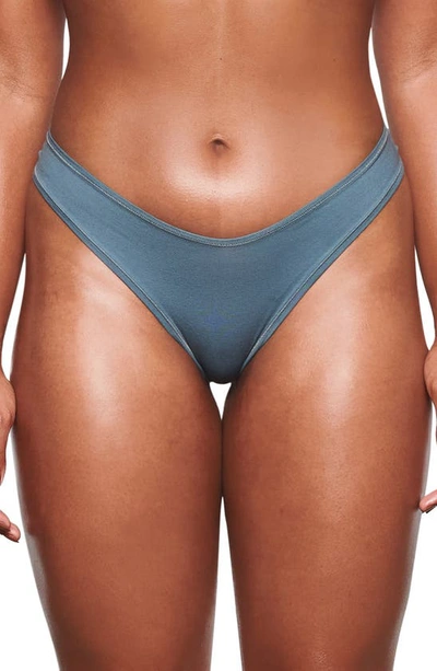 Shop Skims Cotton Stretch Jersey Dipped Thong In Kyanite