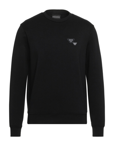 Shop Emporio Armani Man Sweatshirt Black Size Xl Cotton, Polyester, Elastane