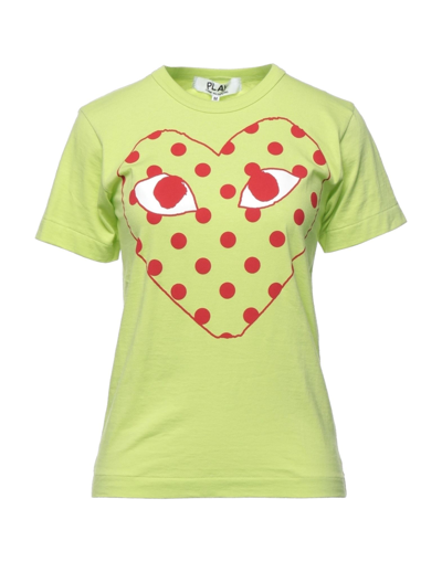 Shop Comme Des Garçons Play Woman T-shirt Acid Green Size L Cotton