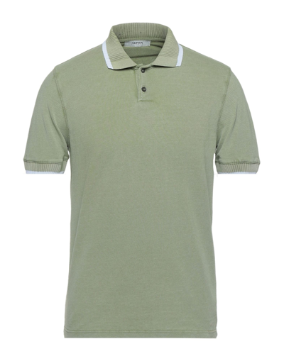 Shop Alpha Studio Polo Shirts In Sage Green