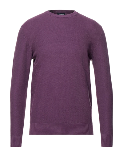 Shop Drumohr Man Sweater Deep Purple Size 44 Cotton