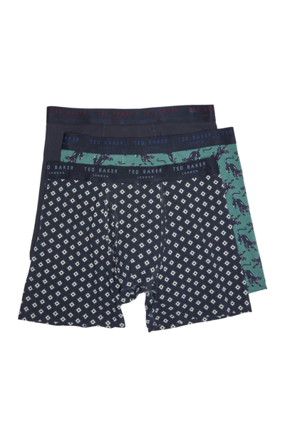 Shop Ted Baker Cotton Stretch Boxer Briefs In Pntra/ Aquad/ Scp