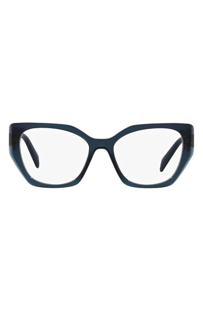 Shop Prada 52mm Optical Glasses In Blue Crystal/demo Lens