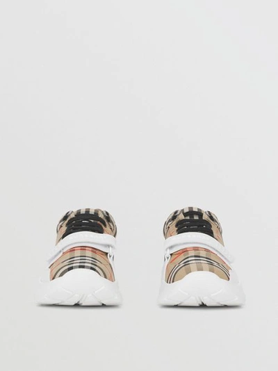 Burberry Vintage Check-pattern Touch-strap Sneakers In Archive Beige