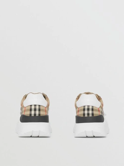 Shop Burberry Check And Leather Sneakers In Archive Beige