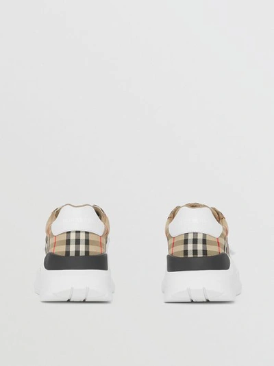 Burberry Vintage Check-pattern Touch-strap Sneakers In Archive Beige