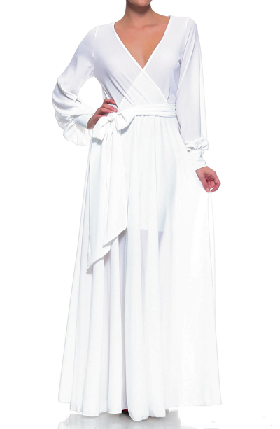 Shop Meghan La Lilypad Tie Waist Maxi Dress In White