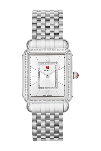 Shop Michele Deco Ii Diamond Embellished Stainless Steel Bracelet Watch, 29 Mm