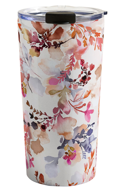 Shop Deny Designs Ninola Design Fall Flower Watercolor Tumbler In Pink