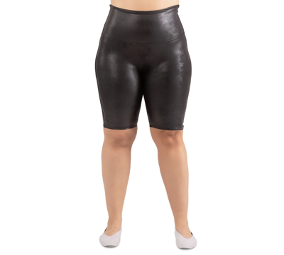 Shop Black Tape Coated Faux-leather Biker Shorts In Black