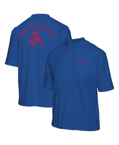 Shop Junk Food Women's  Royal New England Patriots Half-sleeve Mock Neck T-shirt