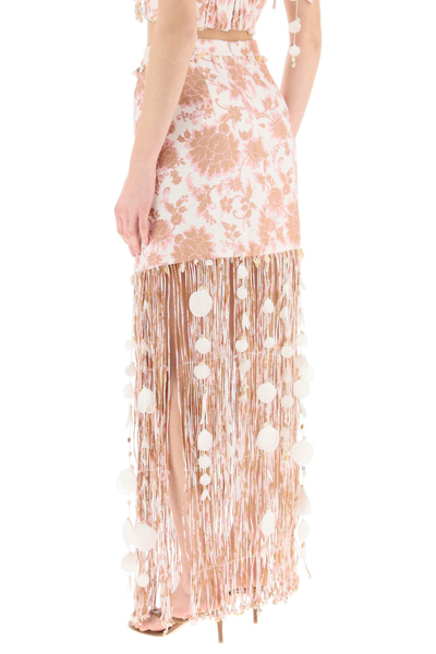 Shop Zimmermann Postcard Shell Fringe Skirt In White,brown,pink