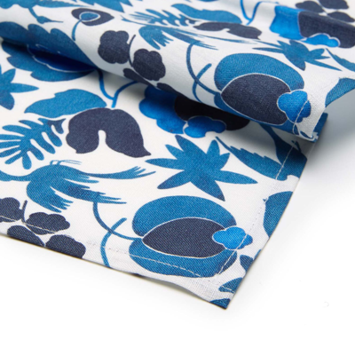 Shop La Doublej Large Napkins Set Of 2 (45x45) In Wildbird Blu Small