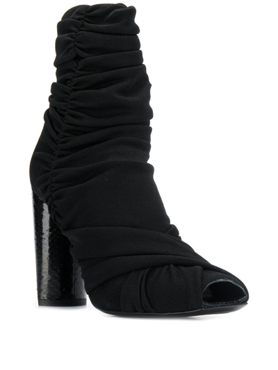Shop Roberto Cavalli Snakeskin Heel Ankle Boots In Black