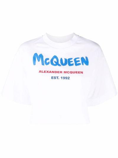 Shop Alexander Mcqueen T-shirt Stampa In White