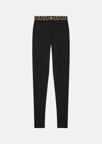 Shop Versace Greca Gym Leggings In Black