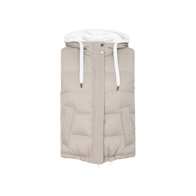 Shop Brunello Cucinelli Puffer Coat Wintercoat In Nude &amp; Neutrals