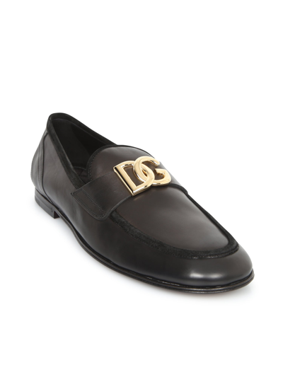 Shop Dolce & Gabbana Logo Loafers In Black
