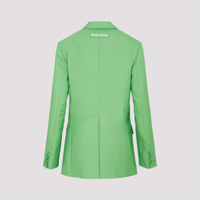Shop Miu Miu Wool Jacket In Green