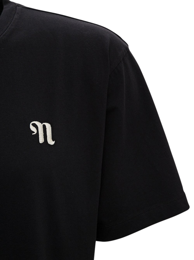 Shop Nanushka Black Organic Cotton Recce T-short With Logo Embroidery