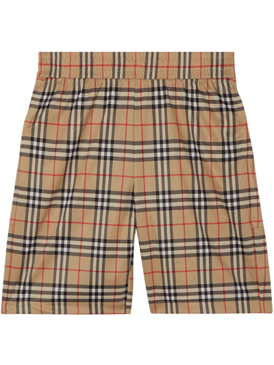 Shop Burberry Checked Shorts In Blue