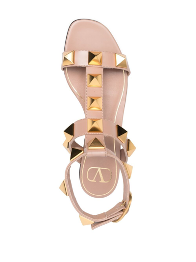 Shop Valentino Roman Stud Leather Sandals In Pink