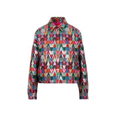 Shop Valentino Shirt Jacket In Multicolour