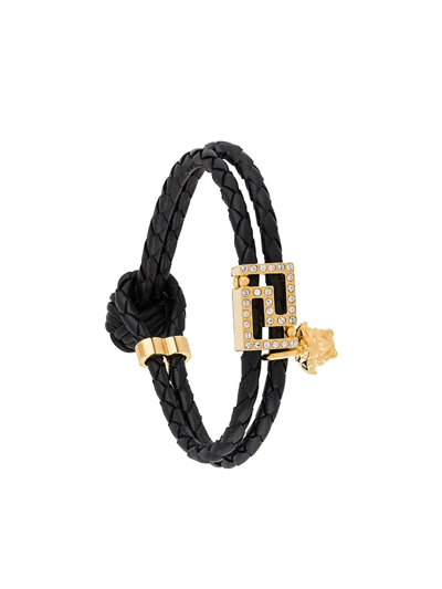 Shop Versace Bracelets In Nero Strass Oro