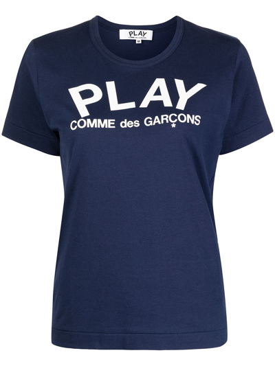 Shop Comme Des Garçons Play Logo-print T-shirt In Blue